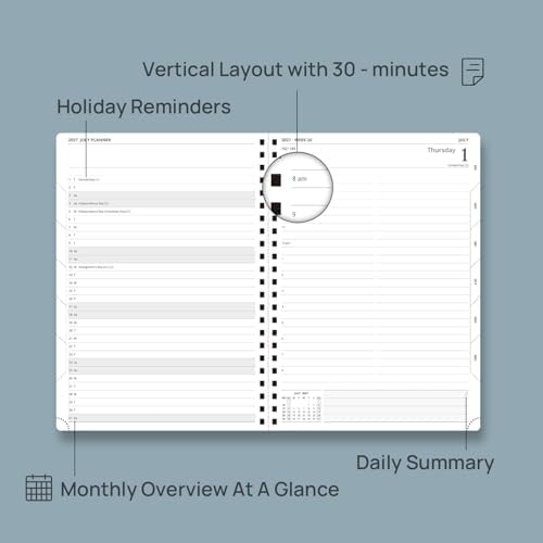 POPRUN 2027 Daily Planner One Page Per Day, Large 8.5" x 12" Calendar Book