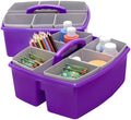 Storex Large Classroom Craft Caddy with Cups, 13 x 11 x 6.575 Inches, Purple, Case of 2 (00986A02C)