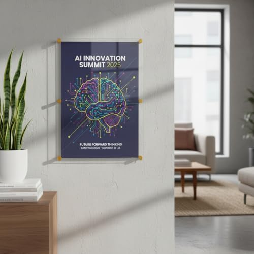 Azar Displays 105540-GLD Acrylic Floating Double Panel Wall Frame,30" x 40" Graphic Size, Overall Frame Size: 34" x 44", Gold