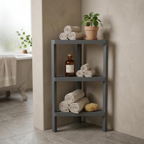 Honey-Can-Do Grey 3-Tier Corner Shelf