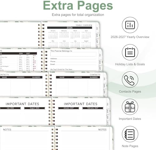 Planner 2026-2027, Weekly and Monthly Academic Year Calendar Planner, July 2026 - June 2027, Daily Agenda Book for Office School Supplies, A5(6.3'' x 8.5'')