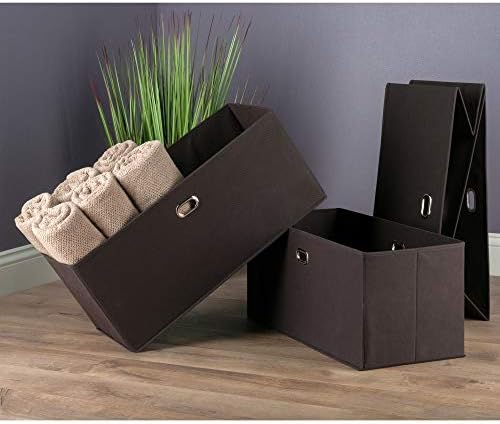 Winsome Torino 3 Piece Folding Fabric Baskets Chocolate (38323)
