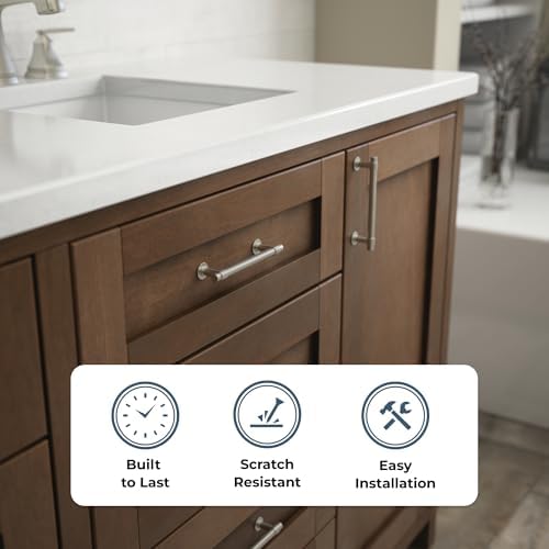 Franklin Brass Francisco (10-Pack) Cabinet Handles 5-1/16" Hole Center Pulls | Satin Nickel Hardware Kitchen Door, Drawers, Dressers, Furniture P29618K-SN-B