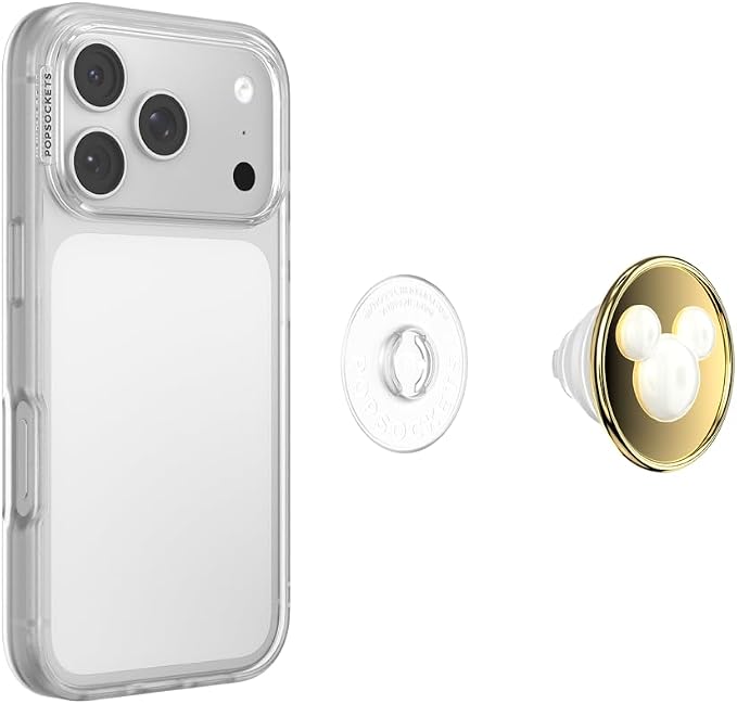 PopSockets Adhesive Phone Grip, Holder- Pearl Mickey | Secure Comfortable Hold, Anti-Drop, Kickstand, Disney, Mickey Mouse, Minnie, Enamel, Designs