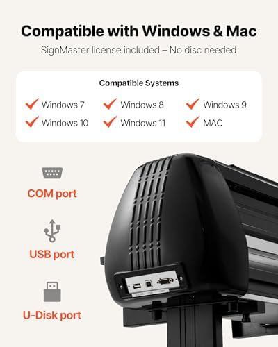 VEVOR Vinyl Cutter Machine, 34 inch Max Feed Width, Dual Blades, Adjustable Force and Speed, LED Display, Vinyl Plotter Cutter Printer with Signmaster Software for Compatible with Windows and macOS