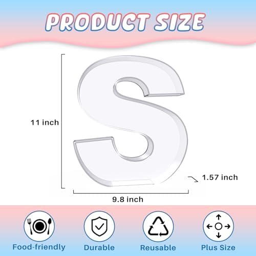 11" Acrylic Letter Charcuterie Box, Reusable Fillable Alphabet Number Shaped Form Tray for Birthday Anniversaries, Party Decorative Serving Plates Display Candy Cake (S)