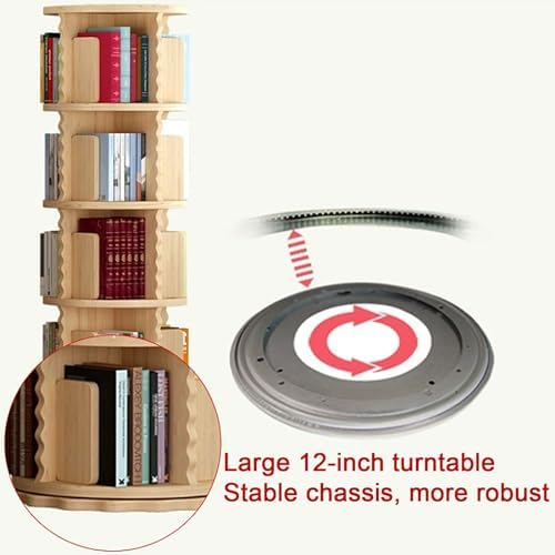 GAMAK Rotating Bookshelf Kids Bookshelf with Storage Small Bookshelf 360 Display 2-4 Tier Floor Standing Bookcase Used in Bedrooms Study Room (Size : Lace Edge, Color : Three)