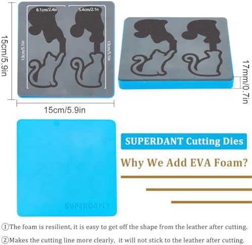 SUPERDANT Cat Pendant Leather Die Kitten Keychain Decor Wooden Die Cutter Leathers Cutting Dies DIY Art Crafts Leathers Dies Cutter for Men Women Leather Making for Handmade Lover Gifts