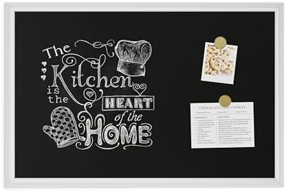 U Brands 20" x 30" Magnetic Chalkboard with White Wood Frame, Blackboard Surface, Wall Mountable, Home, Classroom & Office Organization, Memo & Message Board
