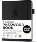 Clever Fox Password Book with Alphabetical Tabs, 4"x5.5" Keeper Black