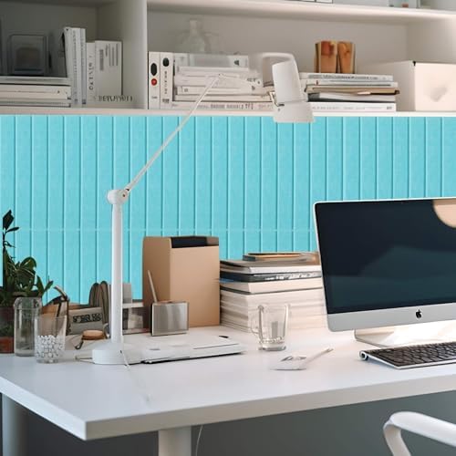 Honoson 12 Pack Felt Bulletin Board Self Adhesive Wall Tiles, Lake Blue
