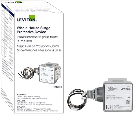 Leviton Type 1 Surge Protective Panel, Residential Home Surge Protection, 120/240 VAC, Split Phase, 36kA per Phase, R2120-B SPD (Pack of 3)
