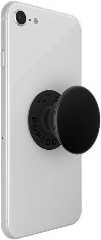 PopSockets Adhesive Phone Grip, Holder- Aluminum Black | Secure Comfortable Hold, Anti-Drop, Kickstand, Black, Metal, Enamel, Top