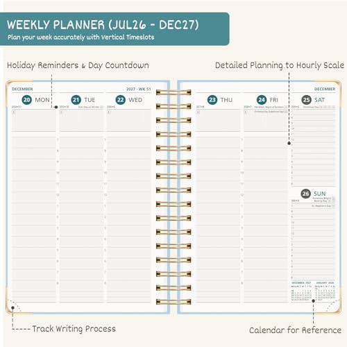 BEZEND Planner 2026-2027 Weekly and Monthly, Hourly Timeslot (A5-6"x8.5")