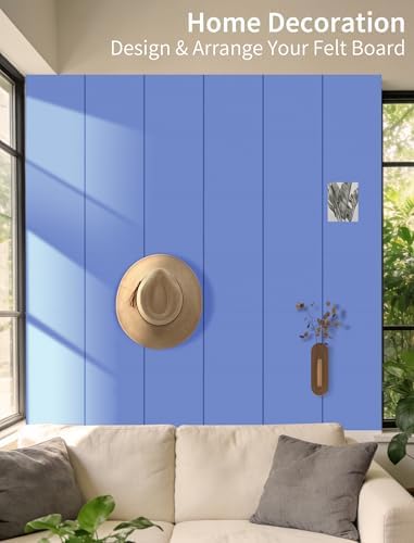 48" x 24" Cork Board Alternative, 8 Pack Felt Bulletin Board Tiles with 30 Adhesive Tabs Wall Push Pin Board for Office Classroom Bedroom Decor