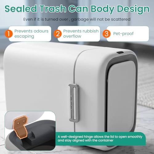 FDW 2.2 Gallon Bathroom Trash Can with Lid,Automatic Sensor Plastic Waste Bin Slim and Small Trash Can for Living Room,Bedroom,Office (Pack of Two)