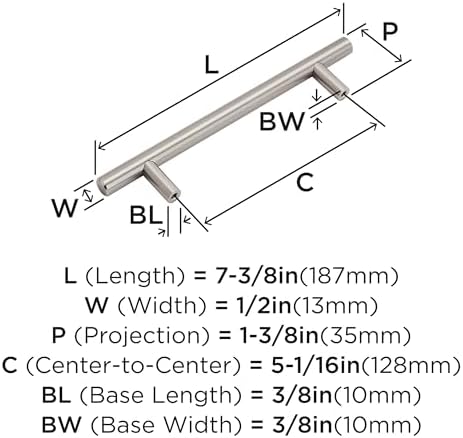Amerock 10 Pack 5-1/16" Bar Pulls Satin Nickel Drawer Pull