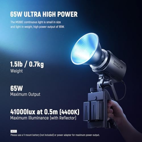 NEEWER MS60C RGBWW LED Video Light with 2.4G/App Control, 65W Metal Mini