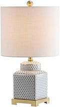 JONATHAN Y Cleo 21.5" Ceramic Metal Ginger Jar Table Lamp, White/Navy