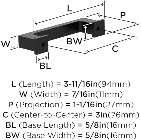 Amerock 25 Pack 3" Bridgeport Matte Black Drawer Pull