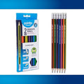 Pointer Wooden Pencils Pre-Sharpened HB Graphite Colorful Assorted Bodies, Hexagonal Grip for Comfortable Use with Soft Erasers Strong Break-Resistant Core Smooth Writing for Classrooms Work - 12Pcs