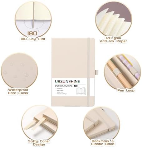 Dotted Journal/Notebook - Dot Grid Hard Cover Notebook, 5.3'' x 8.26''