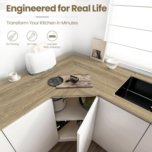Abyssaly Wood Contact Paper, Brown Wood Peel and Stick Wallpaper for Cabinets, Self Adhesive Waterproof Wall Paper for Furniture Countertops Drawer Shelf Liner 15.7" X 118"