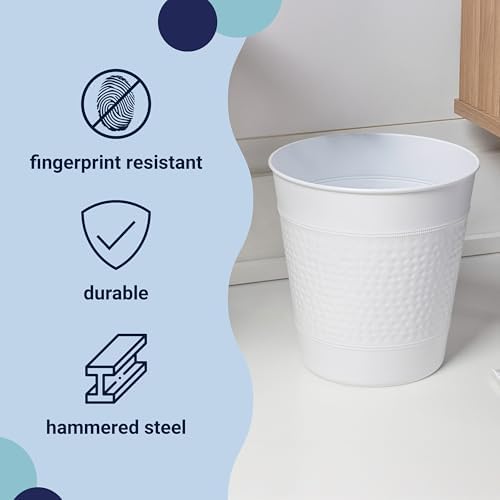 happimess Riley 2 Gal Hammered Steel Bin 10" H, Matte White