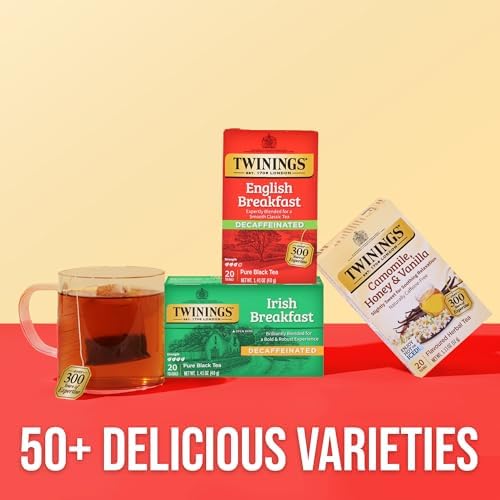 Twinings Decaffeinated English Breakfast Black Tea Bags, 20 CT Box (6 Pack)