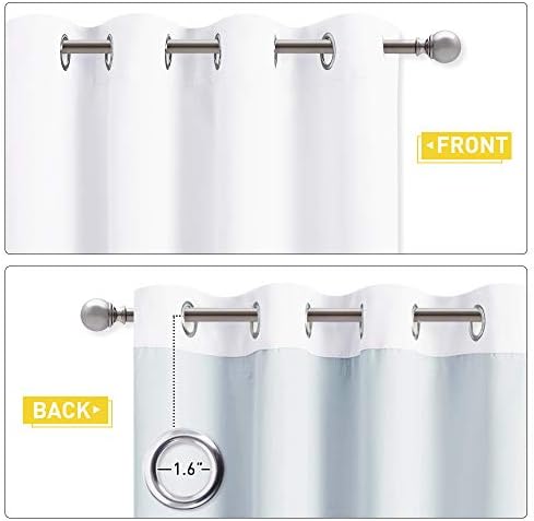 NICETOWN Sound Barrier 100% Blackout Divider Curtains 95" 2 Panels Set, Noise, Cold & Cold Blocking Patio Door Curtains with Felt Fabric Lining for Nursery/Daytime Sleep/Bedroom (White, 62" Wide)