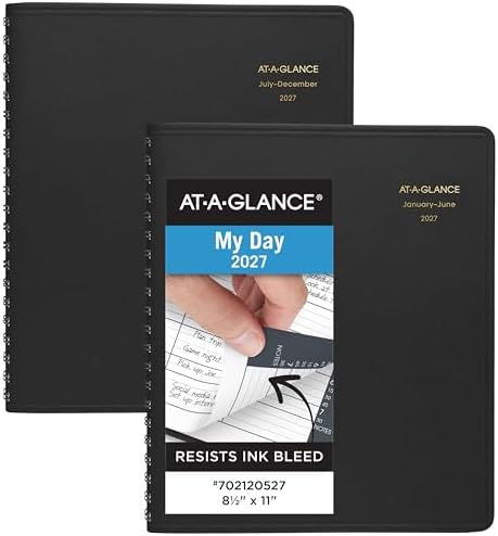 AT-A-GLANCE 2027 Appointment Book Planner, Daily Group Planner, 8.5" x 11", Eight Person, Two-Volume Set Jan-Jun & Jul-Dec, Black (7021205-27)