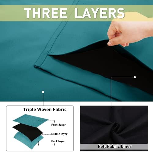 NICETOWN Sound Barrier 100% Blackout Divider Curtains 84", Noise, Heat and Cold Blocking Drapes with Felt Fabric Lining for Nursery/Daytime Sleep/Bedroom (Peacock Teal, 2 PCs, 52" Wide)