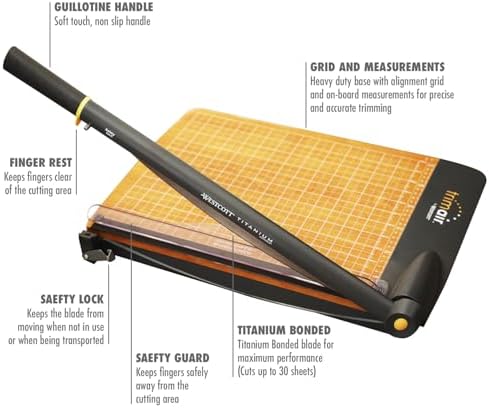 Westcott 12'' TrimAir Wood Guillotine Paper Cutter & Paper Trimmer, 30 Sheet (15106)