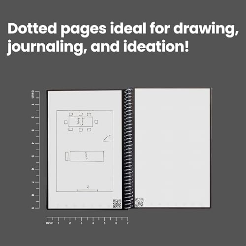 Rocketbook Core Reusable Spiral Notebook, Executive Size 6x8.8, Teal - Dotted Pages, App-Connected, Erasable, Durable Cover, Ideal for School, Work, and Creative Projects