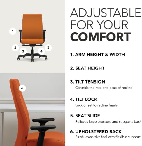 HON Ignition 2.0 Ergonomic Office Chair, Lumbar Support, Apricot