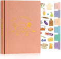 Lanpn A5 Blank Recipe Book Cookbook for 70 Recipes, Leather Cover Waterproof Empty Cooking Journal to Write in Your Own Recipes, Recipe Notebook with Stickers to Organize Your Family Recipes, Rose