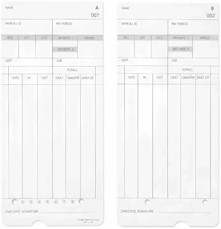 100 Pack Time Cards for Nile 4500PP/4500PP10 & Pyramid 3800/3800-10 Clocks