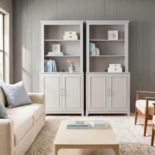Martha Stewart Lily Pond 4-Piece Modular Cabinet and Hutch, Sharkey Gray