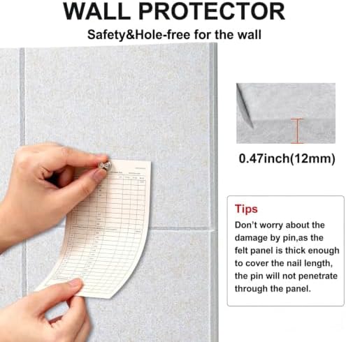 Felt Wall Tiles Bulletin Board Large Cork Board Alternative 12 Pack 11.81”x11.81”x0.47” Felt Pin Board Tack Board with Safe Removable Adhesive Tabs for Home Office School 48x36(Light Camel)