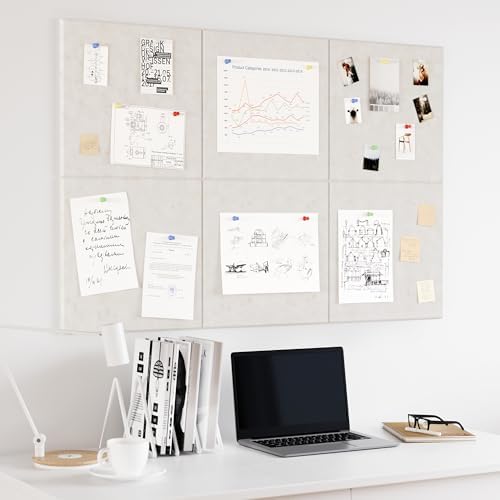 Neatsure Large Cork Board for Wall, 36" x 24" Bulletin Board with Pushpins, 6 Panels Felt Tiles Tack Push Pin Board for Office, Light Tan