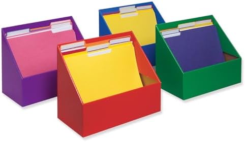 Classroom Keepers Folder Holder Assortment, Assorted Colors, 9-3/4"H x 12"W x 5-3/4"D, 4 Pieces, red, green, blue, and purple