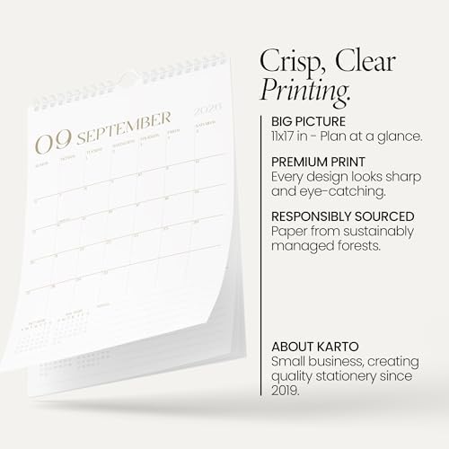 Karto Wall Calendar 2026-2027 11x17 in - Stylish
