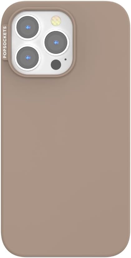 PopSockets iPhone 13 Pro Phone Case with MagSafe- Latte | Magnetic, Wireless Charging, Camera & Drop Protection, Brown, Plain, Cream, Beige, Summer Spring