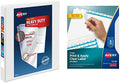 Avery Heavy-Duty View 3 Ring Binder with 1 Inch Rings, 5 Tab Easy Print & Apply Clear Label Binder Dividers, Office Supplies Set (01687)
