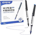 EYEYE Rollerball Pens 0.5mm, 6 Black 6 Blue Roller Ball Pen Extra Fine Point Quick Dry, Liquid Ink Pens Fine Point Smooth Writing Pen for Journaling, Note Taking, Office, School Supplies