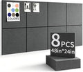48" x 24" Cork Board Alternative, 8 Pack Felt Bulletin Board Tiles with 30 Adhesive Tabs Wall Push Pin Board for Office Classroom Bedroom Decor