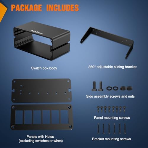 Nilight 6 Gang Rocker Switch Box Detachable Housing 6 Holes Aluminum Panel