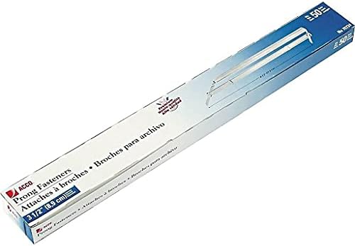 ACCO Brands Premium Prong Fastener Sets for 8 1/4 Inch 2-Hole Punch Size, 3 1/2-Inch Capacity, 50 Pack (A7070724H)