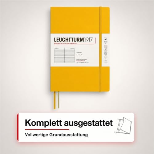 LEUCHTTURM1917 - Notebook Softcover Medium A5-123 Numbered Pages for Writing and Journaling (Sunflower, Ruled)