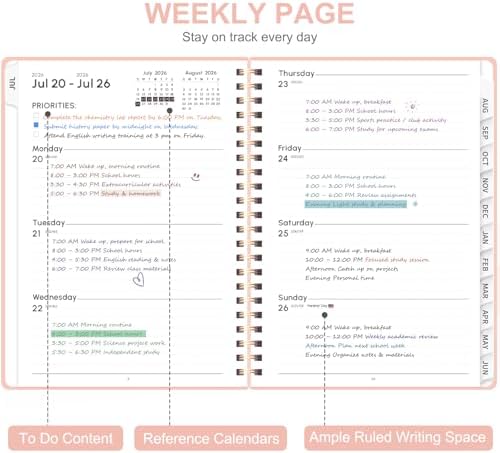 Planner 2026-2027, Weekly and Monthly Academic Planner, July 2026 - June 2027, Hardcover Calendar Agenda Book for School Year Planning, School Supplies for Teacher and Student, A5(6.3'' x 8.5'')